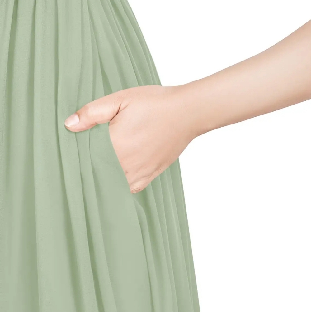 Azazie Sage Green Spaghetti Strap Maxi Dress with High Slit - Picture 11 of 11